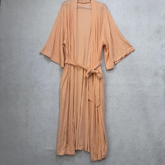 bodylovebasics Robe Womens 4XL Peach Pink Kimono Belted Long Sleeve Lounge Plus - Picture 1 of 9